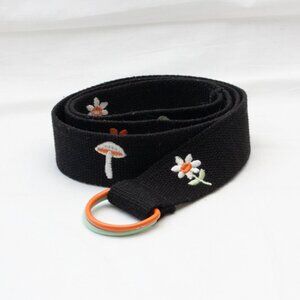 A.LAB Colorful Belt Embroidered Mushrooms Flowers 1.5" Wide 45" long One Size